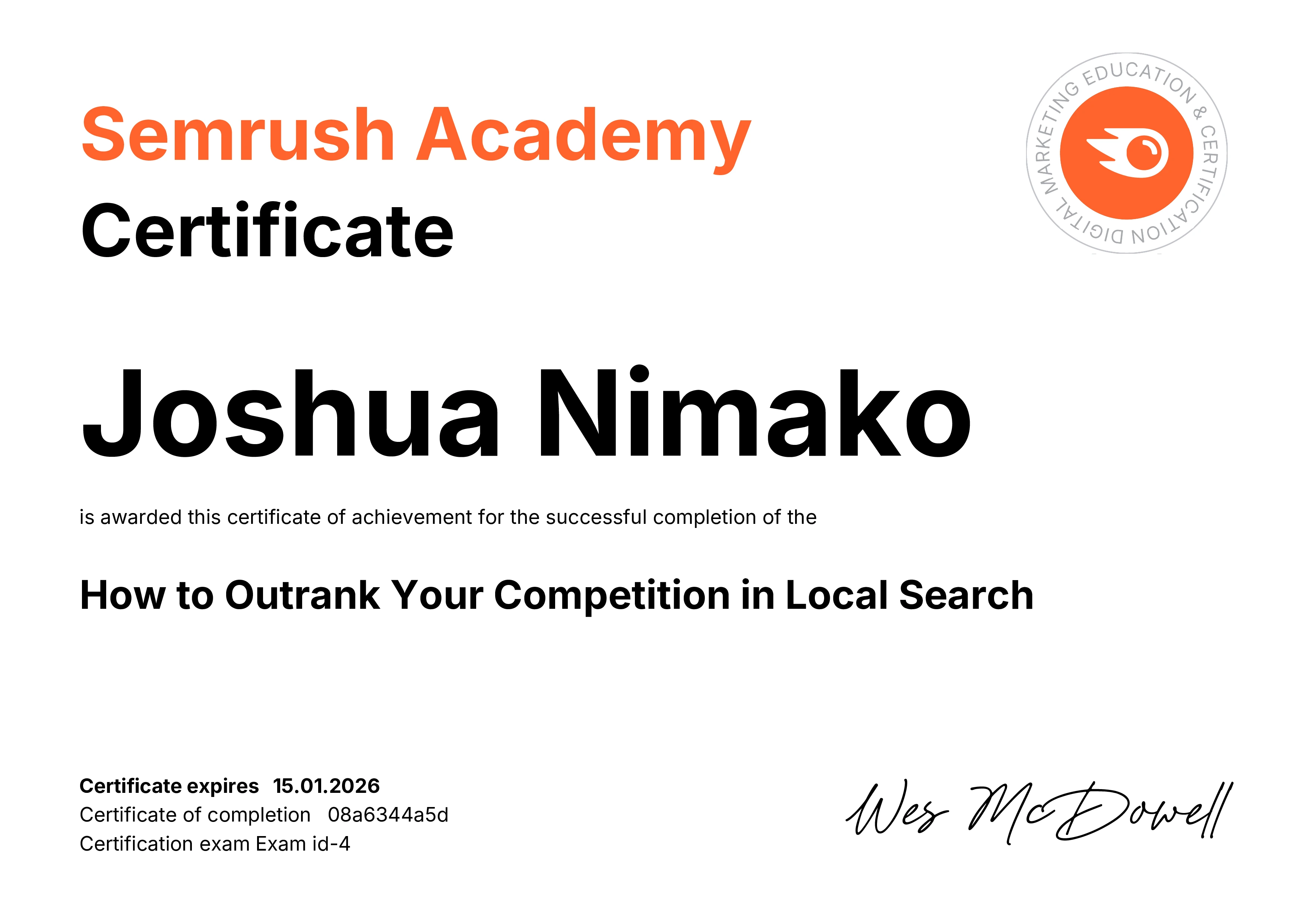 Local SEO Course from semrush