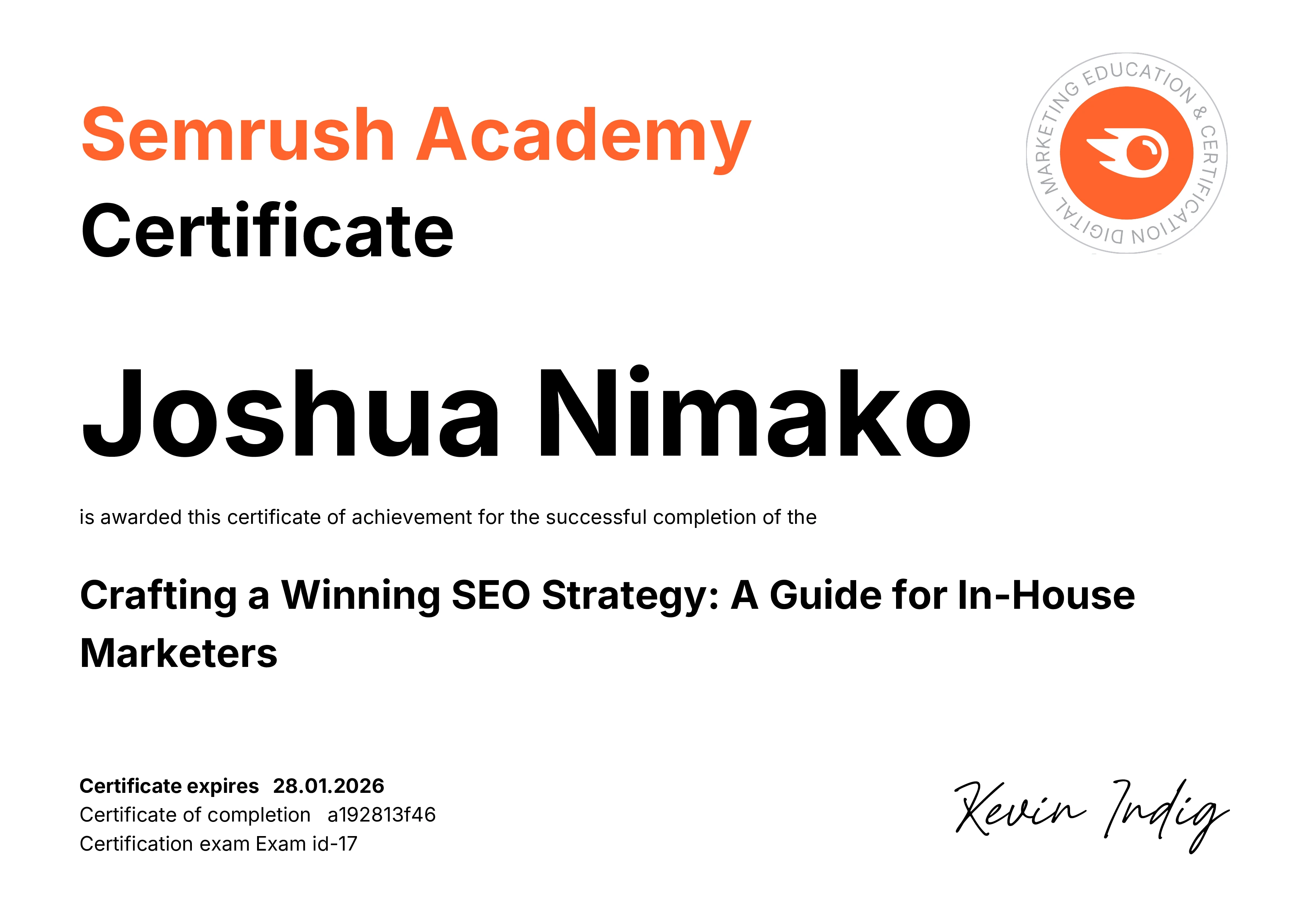 SEO strategy Course from semrush